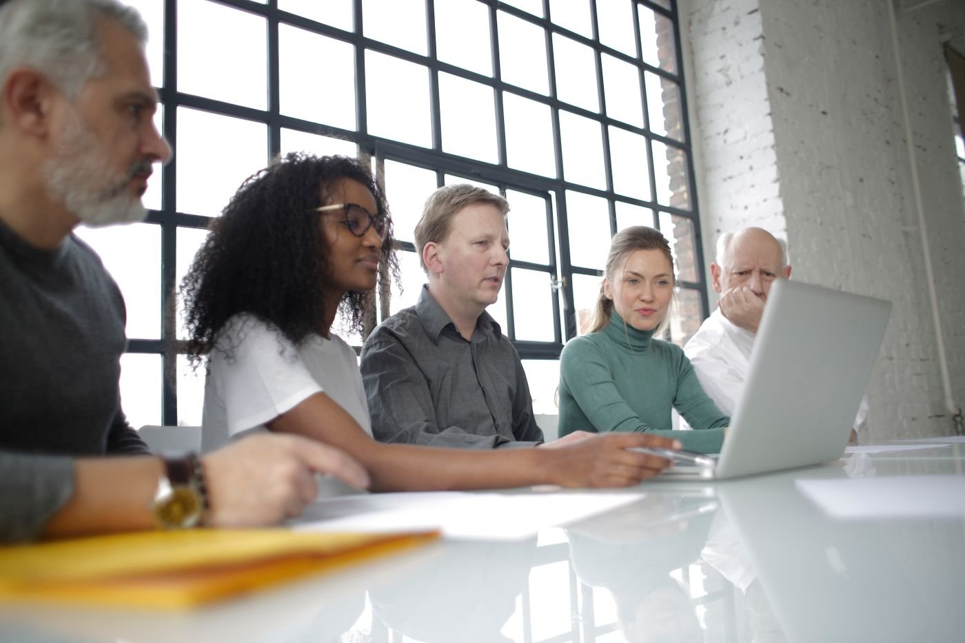 Team collaborating in a connected office
